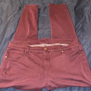Maurice Burgundy plus size jeans.